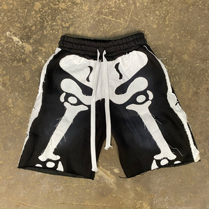 Pantalones Cortos Personalizados para Hombre, 100% Algodón, Felpa Francesa, Estampado de Letras en Relieve, Cintura Elástica con Cordón, Estilo Vintage - Product Image 2