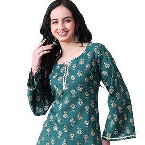 <b>Women's</b> Floral Printed Cotton Short <b>Kurta</b> | Floral Printed <b>Kurta</b> with Bell Sleeves | Short Kurti for <b>Women</b> - Product Image 1