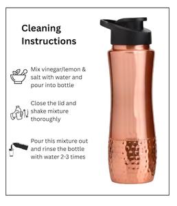 <b>Copper</b> Water <b>Bottle</b> With Flip Up Lid Reusable Handmade Ayurvedic <b>Drinking</b> Flask For Travel And Outdoor Use - Product Image 2