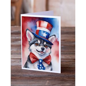 Alaskan Klee Kai patriótico americano caprichoso A7 tarjetas de notas en blanco paquete 8 con sobres tarjetas de felicitación de tamaño 5x7 - Product Image 2