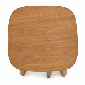 <b>Solid</b> Teak Scandinavian Modern <b>Rounded</b> Square <b>Dining</b> Side <b>Table</b> Five Tapered Prism Supports Eco-Friendly Durable Villa Apartment - Product Image 3