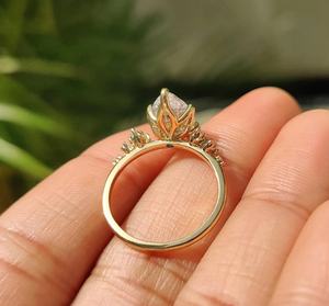 Luxury marquise cut <b>diamond</b> <b>ring</b> with round side <b>diamonds</b> elegant engagement bridal anniversary fine jewelry collection design - Product Image 2