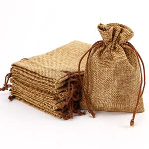 Sustainable Jute <b>Drawstring</b> Jewelry Bags Small Rustic Gift <b>Pouches</b> for Wedding Favors - Product Image 1