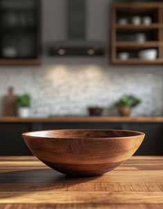 Ensemble de saladiers artisanaux en bois d'acacia multi-tons, extra profonds, avec poignées ergonomiques pour le service - Product Image 1