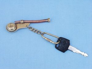 Nautical Solid Brass Copper Boatswain Whistle Keychain Vintage Marine Bosun Pipe <b>Key</b> <b>Ring</b> Classic Maritime Gift - Product Image 2