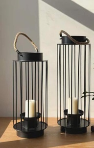 Faroles de Metal Negros Decorativos para Interiores y Exteriores, para Bodas, Hogar, Hotel, Restaurante, Portavelas Hecho a Mano de Alta Calidad - Product Image 3
