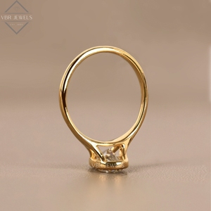 Elegant Yellow Gold Solitaire Diamond <b>Ring</b> Minimal <b>Thin</b> Band Engagement Wedding Jewelry Gift Supplier For Women Bridal Luxury - Product Image 3