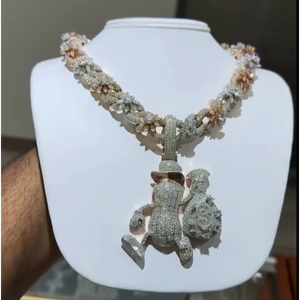 จี้เงินแท้ 925 ประดับเพชรโมอิสซาไนต์ VVS แบบ Iced Out สั่งทำพิเศษ 3 มิติ สไตล์ฮิปฮอป สำหรับผู้ชายและผู้หญิง สวมใส่ในงานปาร์ตี้ - Product Image 1