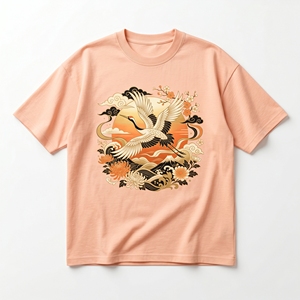 Camiseta con gráfico de halcón egipcio |   Camiseta de Algodón Grueso de 240 GSM Color Crema Beige con Estampado de Obeliscos Solares - Product Image 1