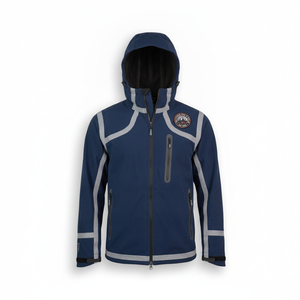 Chaqueta Softshell con Capucha para Hombre, Color Azul Marino, Cierre de Cremallera Impermeable, Ropa Deportiva de Invierno - Product Image 1
