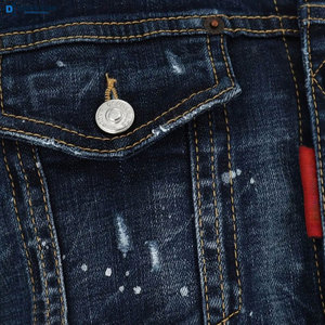 Veste en jean classique décontractée pour homme, style vintage, streetwear tendance, avec patchs en jean, boutons, écologique, coupe-vent et confortable - Product Image 5