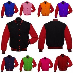 Blouson universitaire vintage pour homme avec manches en cuir, doublure polaire en laine, style urbain, couleurs personnalisables, idéal pour l'hiver - Product Image 3
