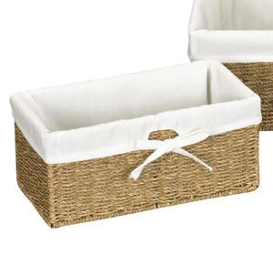 Juego de 3 cestas rectangulares de mimbre con forro de algodón, cestas de almacenamiento hechas a mano, venta al por mayor, ecológicas, hechas en Vietnam - Product Image 4