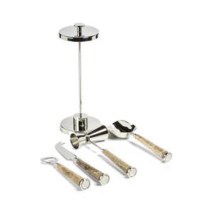 Juego de herramientas de barra premium con mango natural, acabado de acero inoxidable y soporte para clubes, bares domésticos y eventos, venta al por mayor desde India - Product Image 1