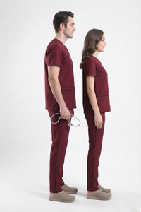 Unisex Custom Nursing <b>Scrub</b> <b>Set</b> Medical Uniform Hospital Nurse <b>Scrubs</b> V Neck Top Jogger Pants <b>Set</b> - Product Image 4
