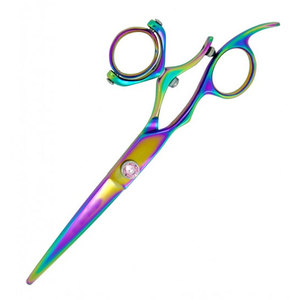 Ciseaux de coiffure professionnels multicolores pour droitiers, à lame pivotante et pointe affûtée, manche moyen, sans dents, qualité supérieure, fabrication allemande - Product Image 6