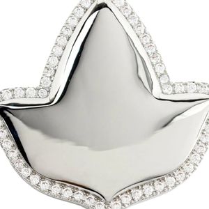 Broche en forme de feuille de lierre en cristal argenté avec bordure en strass, élégant accessoire de bijouterie pour femmes, mariage, fête - Product Image 3