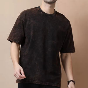 T-shirt Homme Qualité Pro 2026 en Coton Délavé Acide, Tissu Respirant, Fabriqué en Usine, Couleur Unie, T-shirts Vierge pour Homme - Product Image 1