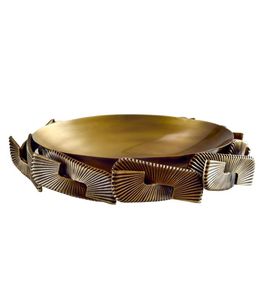 Lot de 2 bols élégants de style américain en aluminium écologique, épais, perforés en forme de feuille, pour fruits et dattes, polis pour la présentation - Product Image 5