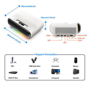 โปรเจคเตอร์ฉายภาพระยะใกล้พิเศษ Smart Ultra Short Throw รองรับความละเอียด 1080P 4K โปรเจคเตอร์ DLP พร้อม WiFi โฟกัสอัตโนมัติ MEMC ระบบ Android สำหรับดูหนังในห้องนอน - Product Image 2