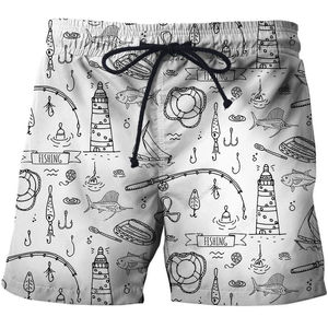 Pantalones Cortos de Mezclilla para Hombre, Estampado con Temática de Pesca, Cintura Media, Impermeables, Resistentes al Viento, de Secado Rápido, Transpirables, Mezcla de Poliéster y Algodón, Casuales de Verano - Product Image 1