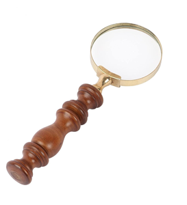 Loupe en métal avec manche en bois, loupe de lecture vintage, loupe de bureau décorative de style antique - Product Image 2