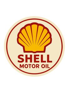 Vintage Round Metal Tin <b>Sign</b> <b>Shell</b> Motor Oil Off White Red Yellow <b>Shell</b> Logo Plaque Gas Station Garage Man Cave Wall Decor - Product Image 4
