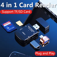 Lector de Tarjetas SD/TF 4 en 1 Multifunción USB 2.0, Externo, de Aleación de Aluminio, para Drones, Móviles, Cámaras de Acción, Computadoras Portátiles y PC