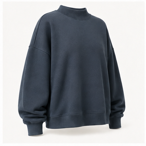 Sudadera Personalizada para Mujer, Color Gris Carbón, Cuello Alto Simulado, Hombros Caídos, Manga Larga, Modelo WSS-0001 - Product Image 5