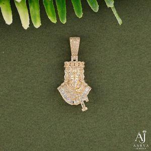 Pendentif Moissanite couleur or, taille baguette, double face, avec breloque portrait pavée, bijoux pour hommes et femmes - Product Image 1
