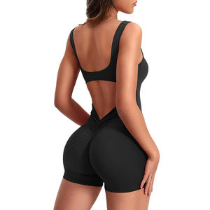 จั๊มสูทโยคะแบบ Racerback สำหรับผู้หญิง ผ้าไนลอนผสมสแปนเด็กซ์ บอดี้สูทแบบชิ้นเดียว ความยาวเต็มตัว มีบราในตัว ยืดหยุ่นสูง - Product Image 4