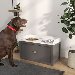 Stazione Portatile Rialzata per Ciotole per Cani con 2 Ciotole in Acciaio Inossidabile (Grigio) - Capacità di Stoccaggio 21L - Product Image 2