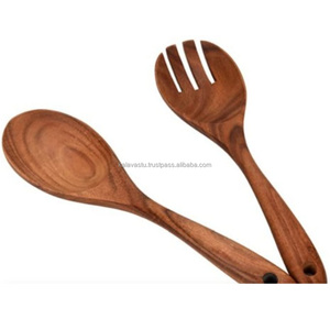 Juego de cubiertos de madera pulida marrón, ecológico, diseñado a mano, de cinco piezas con soporte para el hogar, accesorio para gatitos. - Product Image 4