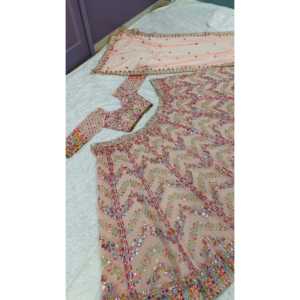 Designer Women's Pink Lehenga Choli Size M Beautiful with Intricate <b>Paper</b> <b>Mirror</b> Zari & Thread Work - Product Image 2