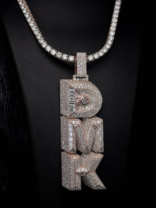 Pendentif de nom de luxe en moissanite et diamant, collier lettre serti de pierres, or rose, bijoux statement hip-hop - Product Image 3