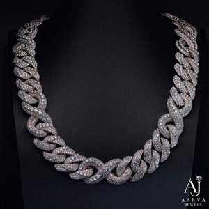 สร้อยคอโมอิสซาไนต์ชุบทองคำ 18K สีโรสโกลด์ รับรองโดย IGI ดีไซน์แบบ Cuban Chain หนา สำหรับงานปาร์ตี้และงานแต่งงาน - Product Image 3