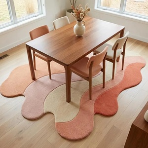 Tapis moderne abstrait à poils longs, forme ondulée, tissé à la main, doux et moelleux, antidérapant, pour salon, chambre à coucher, chambre d'enfant, décoration - Product Image 5