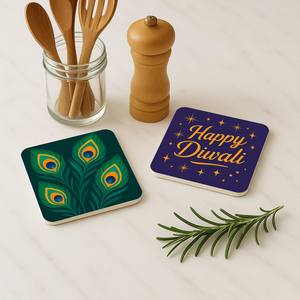 Juego de Posavasos Coloridos de MDF Lacado Hechos a Mano, Resistentes al Calor, para Regalo de Diwali, Decoración del Hogar, Vajilla - Product Image 4