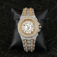 Montre en acier inoxydable de qualité supérieure entièrement sertie de diamants pour hommes et unisexe, disponible à prix d'exportation depuis l'Inde