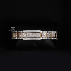 นาฬิกาข้อมือผู้ชายแบบอัตโนมัติ ดีไซน์หรูหรา หน้าปัดโรมัน สีเหลืองขาวสองสี สไตล์ฮิปฮอป ประดับเพชรโมอิสซาไนต์เต็มเรือน - Product Image 5