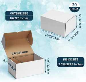 Boîtes d'expédition personnalisées avec logo 6x6x2, boîte à courrier en carton ondulé blanc pour l'emballage, le stockage et l'expédition des petites entreprises - Product Image 4