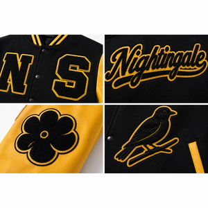 Veste universitaire personnalisée avec design unique et logo sur mesure, corps en laine, manches en cuir, patch en chenille, broderie, qualité supérieure - Product Image 5