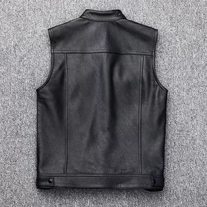 Lightweight Design Zip Front Comfortable Fit Casual Wear OEM <b>Men</b> Leather <b>Vest</b> High Quality Leather Style Waistcoat Soft Texture - Product Image 3