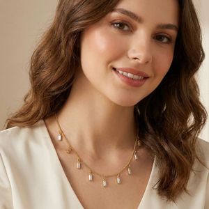 Collar con colgante de cristal para mujer, elegante y moderno, con cadena, N006W - Product Image 5