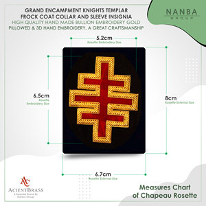 Insigne doré pour manches de manteau de cérémonie des Chevaliers Templiers, Grand Encampement |   Badge des Templiers de haute qualité - Product Image 4