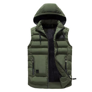 Gilet sans manches en coton pour homme, style streetwear décontracté, avec capuche amovible, pour l'hiver, vente en gros OEM - Product Image 5