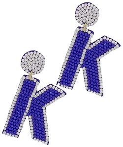Classic Women's Bohemia Letter A to Z <b>Drop</b> <b>Earrings</b> Beaded Crystal Rhinestone Party Wedding Jewelry <b>Red</b> Blue Colorful for Woman - Product Image 3