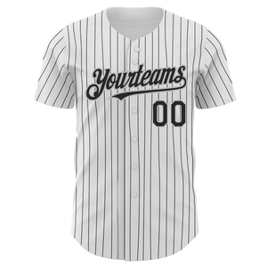 Maillot de baseball de haute qualité pour hommes, personnalisable, blanc, noir, gris à rayures fines, authentique, avec logo au dos, pour jeunes - Product Image 5