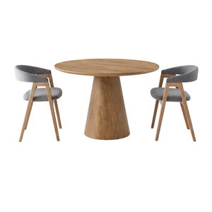 ARTERRA Handmade Solid Teak Wood Dining <b>Table</b> Set Modern Pedestal <b>Table</b> Upholstered Chairs Eco-Friendly Durable Home Furniture - Product Image 2