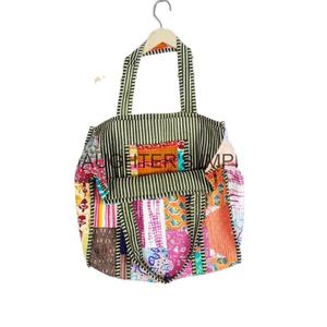 Bolso de hombro acolchado de algodón con estampado de bloques de mano indio de primera calidad al por mayor, bolso de hombro de retazos, estilo Vintage para mujer, para regalos de viaje - Product Image 2